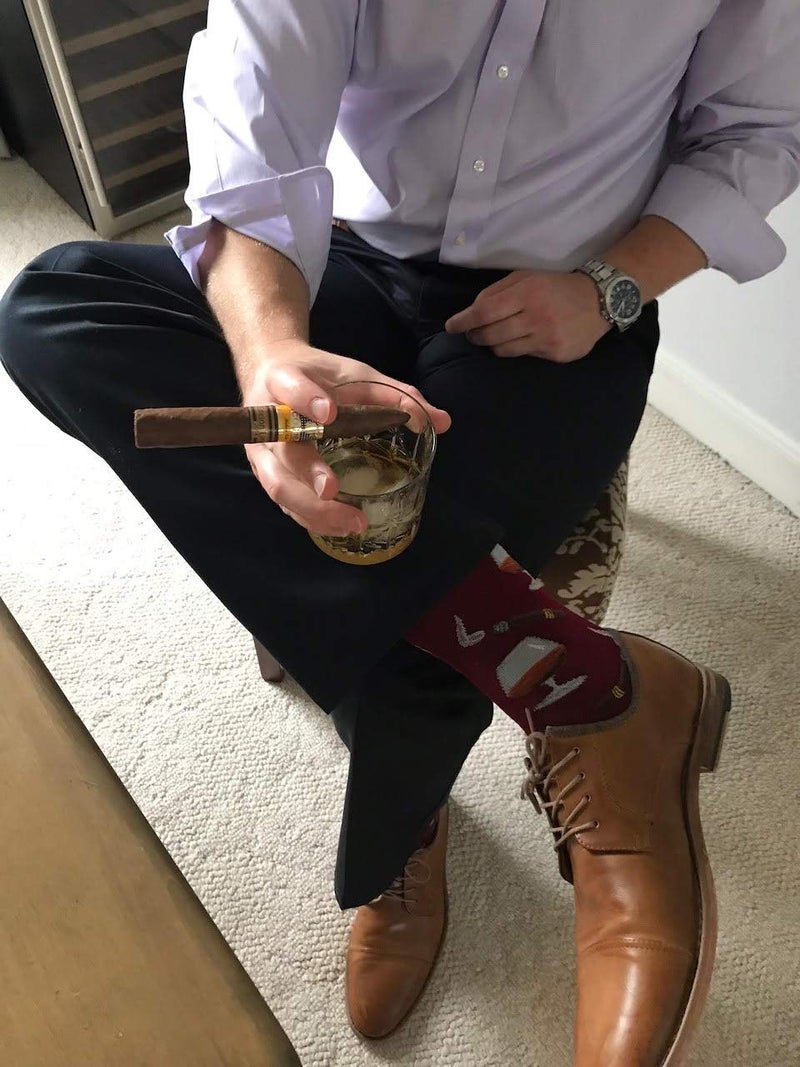 Hot Sox Men's Food and Booze Novelty Casual Crew Socks, Cognac And Cigars (Wine) Shoe Size: 6-12 - Image 2